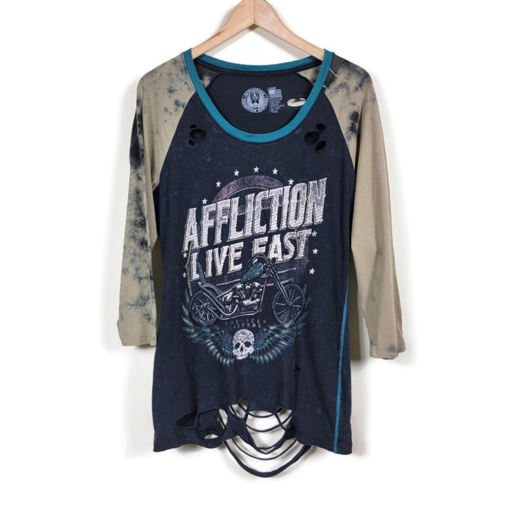 Affliction  Women's Distressed Graphic Tee Size L